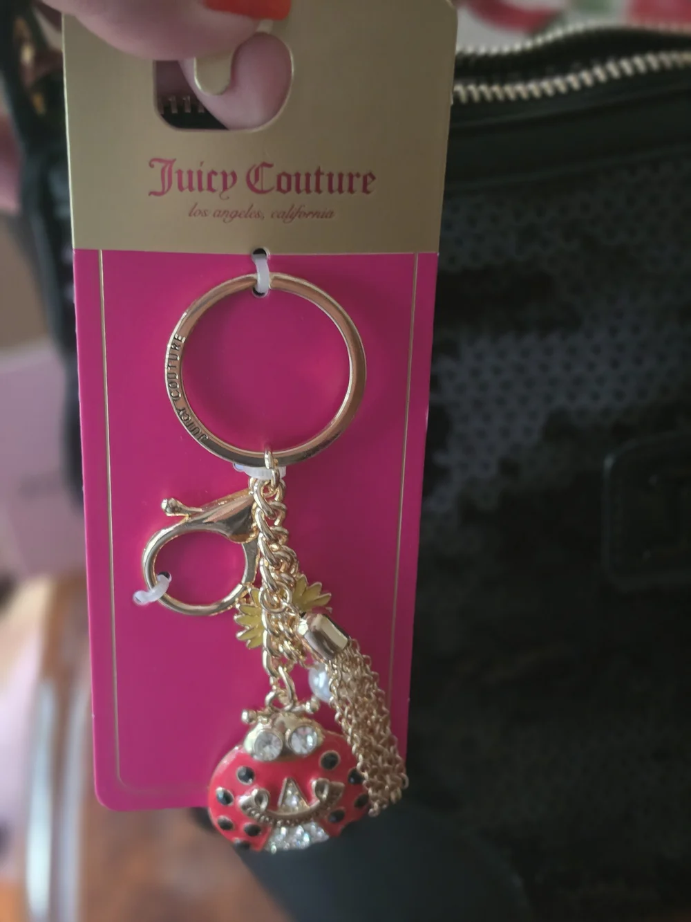 🖤Juicy Couture Black Sequin Hobo Bag + Key/Purse Charm ✨